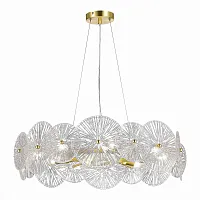 Люстра подвесная Флеро (Flero) SL1657.203.08 ST-Luce прозрачная на 8 ламп, основание золотое в стиле современный Люстра подвесная Флеро (Flero) SL1657.203.08 ST-Luce прозрачная на 8 ламп, основание золотое в стиле современный